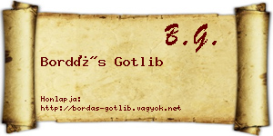 Bordás Gotlib névjegykártya